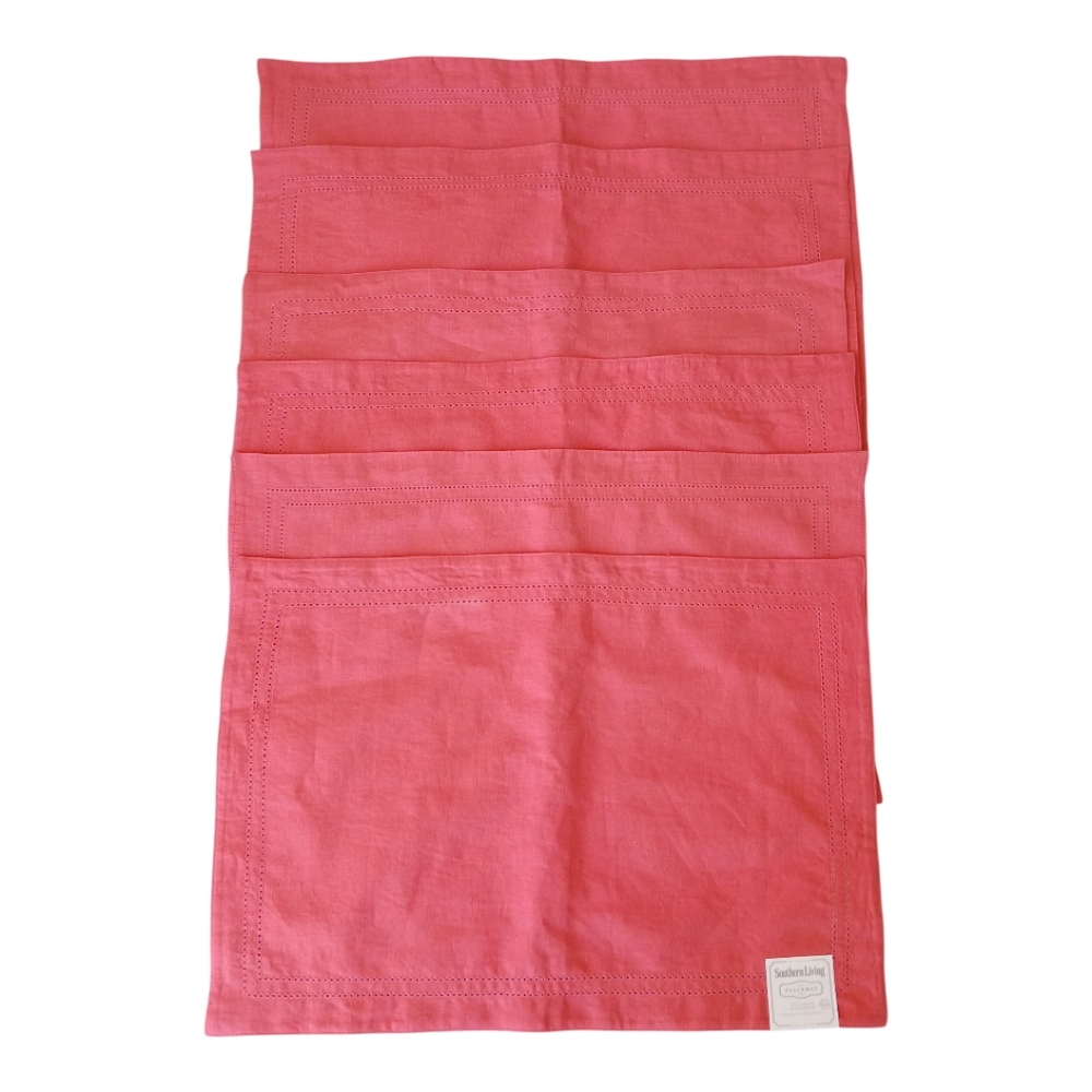 6 Southern Living linen placemats Peach